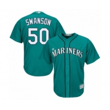 Youth Seattle Mariners #50 Erik Swanson Authentic Teal Green Alternate Cool Base Baseball Player Jersey