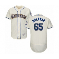 Men's Seattle Mariners #65 Brandon Brennan Cream Alternate Flex Base Authentic Collection Baseball Player Jersey
