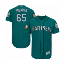 Men's Seattle Mariners #65 Brandon Brennan Teal Green Alternate Flex Base Authentic Collection Baseball Player Jersey