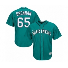 Youth Seattle Mariners #65 Brandon Brennan Authentic Teal Green Alternate Cool Base Baseball Player Jersey