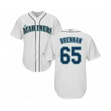 Youth Seattle Mariners #65 Brandon Brennan Authentic White Home Cool Base Baseball Player Jersey