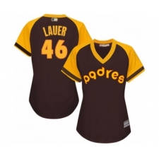 Women's San Diego Padres #46 Eric Lauer Authentic Brown Alternate Cooperstown Cool Base Baseball Player Jersey