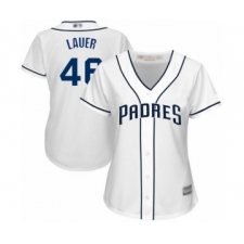 Women's San Diego Padres #46 Eric Lauer Authentic White Home Cool Base Baseball Player Jersey