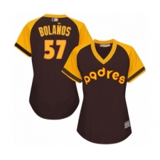 Women's San Diego Padres #57 Ronald Bolanos Authentic Brown Alternate Cooperstown Cool Base Baseball Player Jersey