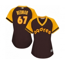 Women's San Diego Padres #67 David Bednar Authentic Brown Alternate Cooperstown Cool Base Baseball Player Jersey