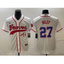 Men's Atlanta Braves #27 Austin Riley White Cool Base Stitched Baseball Jersey1