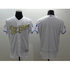 Men's Nike Kansas City Royals Blank White Gold Home Stitched Baseball Jersey