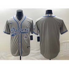 Men's Los Angeles Dodgers Grey Blank Cool Base Stitched Baseball Jersey