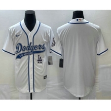 Men's Los Angeles Dodgers White Blank With Patch Cool Base Stitched Baseball Jersey