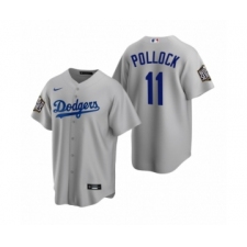 Men's Los Angeles Dodgers #11 A.J. Pollock Gray 2020 World Series Replica Jersey