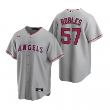 Men's Nike Los Angeles Angels #57 Hansel Robles Gray Road Stitched Baseball Jersey