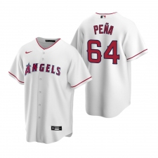 Men's Nike Los Angeles Angels #64 Felix Pena White Home Stitched Baseball Jersey