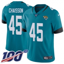 Men's Jacksonville Jaguars #45 K'Lavon Chaisson Teal Green Alternate Stitched NFL 100th Season Vapor Untouchable Limited Jersey