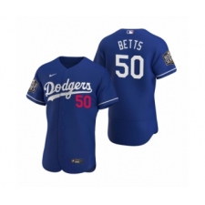 Men's Los Angeles Dodgers #50 Mookie Betts Nike Royal 2020 World Series Authentic Jersey