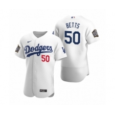 Men's Los Angeles Dodgers #50 Mookie Betts Nike White 2020 World Series Authentic Jersey