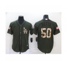 Men's Los Angeles Dodgers #50 Mookie Betts Olive Camo Salute To Service Cool Base Jersey