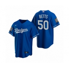 Men's Los Angeles Dodgers #50 Mookie Betts Royal 2020 World Series Replica Jersey