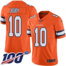 Men's Denver Broncos #10 Jerry Jeudy Orange Stitched Limited Rush 100th Season Jersey