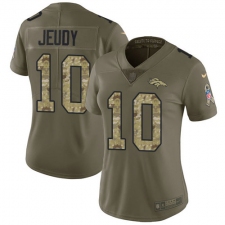 Women's Denver Broncos #10 Jerry Jeudy Olive Camo Stitched Limited 2017 Salute To Service Jersey