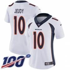 Women's Denver Broncos #10 Jerry Jeudy White Stitched 100th Season Vapor Untouchable Limited Jersey