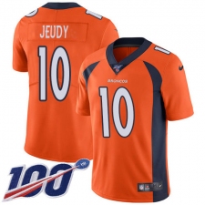 Youth Denver Broncos #10 Jerry Jeudy Orange Team Color Stitched 100th Season Vapor Untouchable Limited Jersey