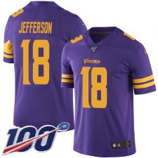 Men's Minnesota Vikings #18 Justin Jefferson Purple Stitched NFL Limited Rush 100th Season Jersey