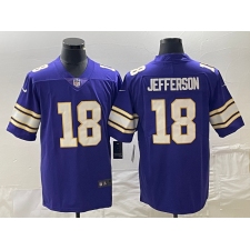 Men's Nike Minnesota Vikings #18 Justin Jefferson Purple Throwback Vapor Limited Jersey