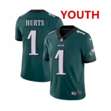 Youth Philadelphia Eagles #1 Jalen Hurts Green Vapor Untouchable Limited Stitched Jersey