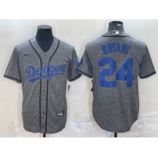 Men's Los Angeles Dodgers #24 Kobe Bryant Grey Gridiron Cool Base Stitched Baseball Jersey