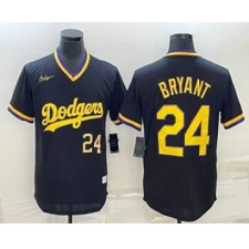 Mens Los Angeles Dodgers #24 Kobe Bryant Number Black Stitched Pullover Throwback Nike Jersey