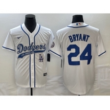 Men's Los Angeles Dodgers #24 Kobe Bryant White Cool Base Stitched Baseball Jersey1