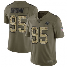 Youth Carolina Panthers #95 Derrick Brown Olive Camo Stitched NFL Limited 2017 Salute To Service Jersey