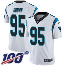 Youth Carolina Panthers #95 Derrick Brown White Stitched NFL 100th Season Vapor Untouchable Limited Jersey