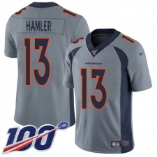Men's Denver Broncos #13 KJ Hamler Gray Stitched Limited Inverted Legend 100th Season Jersey