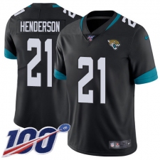 Men's Jacksonville Jaguars #21 C.J. Henderson Black Team Color Stitched 100th Season Vapor Untouchable Limited Jersey
