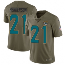 Men's Jacksonville Jaguars #21 C.J. Henderson Olive Stitched Limited 2017 Salute To Service Jersey
