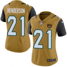 Women's Jacksonville Jaguars #21 C.J. Henderson Gold Stitched Limited Rush Jersey