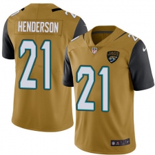 Youth Jacksonville Jaguars #21 C.J. Henderson Gold Stitched Limited Rush Jersey
