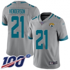 Youth Jacksonville Jaguars #21 C.J. Henderson Silver Stitched Limited Inverted Legend 100th Season Jersey