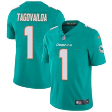 Youth Miami Dolphins #1 Tua Tagovailoa Aqua Green Team Color Stitched Vapor Untouchable Limited Jersey