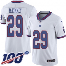 Men's New York Giants #29 Xavier McKinney White Stitched Limited Rush 100th Season Jersey