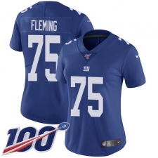 Women's New York Giants #75 Cameron Fleming Royal Blue Team Color Stitched 100th Season Vapor Untouchable Limited Jersey
