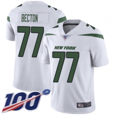 Youth New York Jets #77 Mekhi Becton White Stitched 100th Season Vapor Untouchable Limited Jersey