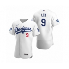 Men's Los Angeles Dodgers #9 Gavin Lux White 2020 World Series Champions Authentic Jersey