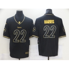 Men's Pittsburgh Steelers #22 Najee Harris Nike Black Gold Draft First Round Pick Limited Jersey