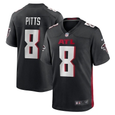 Youth Atlanta Falcons #8 Kyle Pitts Nike Black 2021 NFL Draft First Round Pick Game Jersey