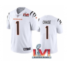 Men's Cincinnati Bengals #1 Ja'Marr Chase White 2022 Super Bowl LVI Vapor Limited Stitched Jersey