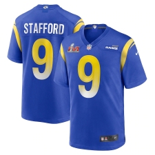 Men's Los Angeles Rams #9 Matthew Stafford Blue Nike Royal Super Bowl LVI Patch Jersey