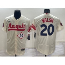 Men's Los Angeles Angels #20 Jared Walsh Number Cream 2022 City Connect Flex Base Stitched Jersey