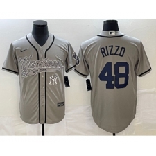Men's New York Yankees #48 Anthony Rizzo Gray Cool Base Stitched Baseball Jersey